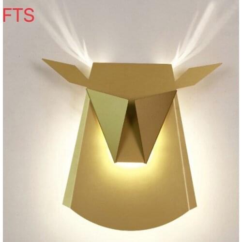 Nordic living room bedroom bedside lamps creative LED aisle corridor wall lamp deer head cow head post modern wall light