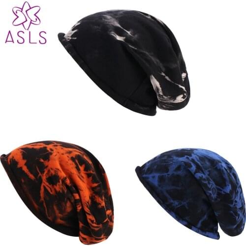 2021 New Tie-dye Single-layer Hats For Men And Women In Spring And Summer All-match Thin Hood Baotou Hat Knitted Pile Of Hats