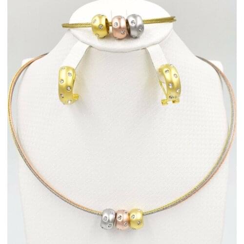 New High Quality Dubai Jewelry Set 3COLOR Gold color Nigerian Wedding African Jewelry Sets Parure Bijoux Femme