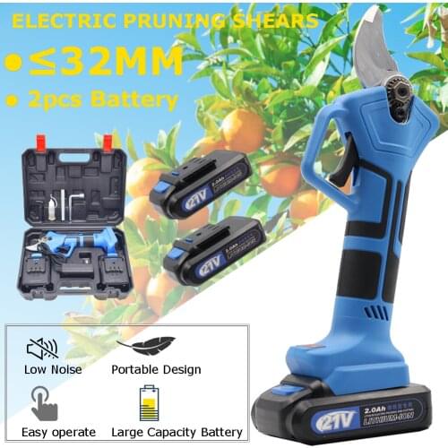 NEW 21V Li-ion Cordless pruning shears 32mm fast-cutting cordless Pruning shears with 2 batteries Garden Tools Grafting Shears