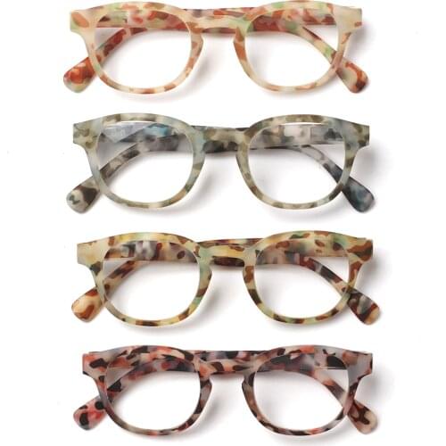 Turzing Round Reading Glasses Ladies Reading Glasses Spring Hinge Reader Glasses for Women Eyeglasses with Pattern Print