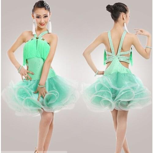 Girl Latin Dance rumba samba Clothing Girls Salsa Dresses Girls Stage Wear Costumes kids ballroom dressing Chinese Folk Dancing