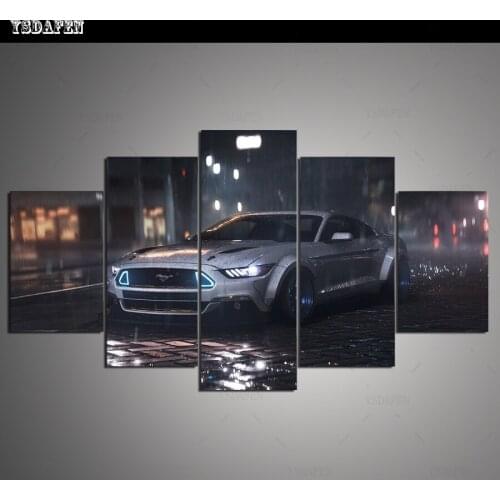 Op de muur HD print olieverf modulaire foto A sports car poster kind room decor woondecoratie 5 stks canvas art z046