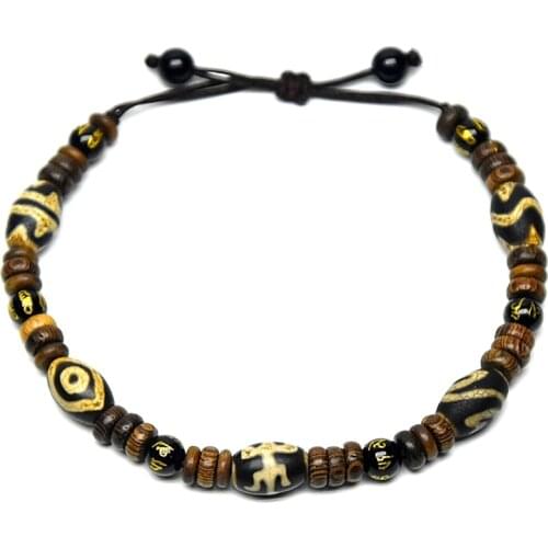 Hand-woven Tibetan Dzi Bead Bracelet Agate 8*12mm Big men DZI Bracelet Men&Women Ornament Adjustment Bracelet Free Shipping