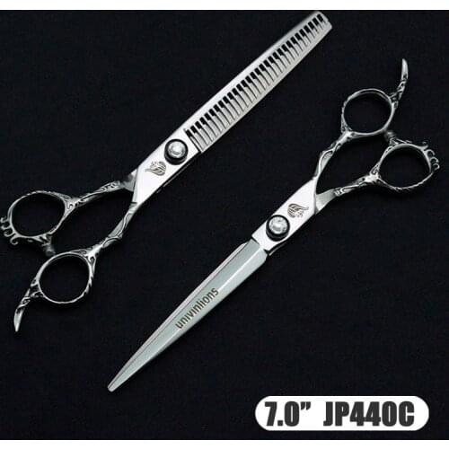 7" Pet Straight & Thinning Scissors Pet Dog Gromming Scissors Kit Pet Cutting ScissorsThinning Shears for Dog Cat Cutting Tools