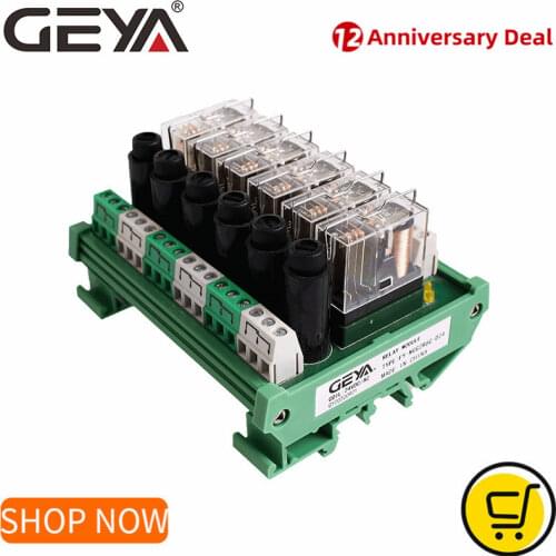 GEYA NGG2R Din Rail 6 Channel Relay Module with Fuse Protection Ormon Relay PLC Price