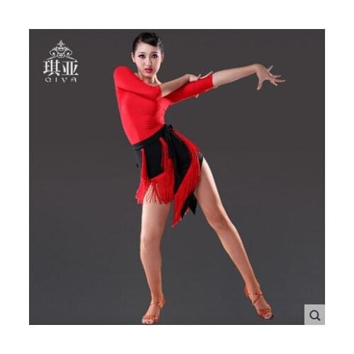 Sexy Tassels Latin Dance Dress Women Red Dance Skirt samba tanzrock latein dance costumes for woman robe de danse latine femme