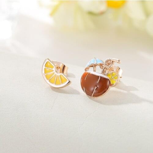 Yungqi Sweet Dripping Oil Rainbow Earrings Fresh Handmade Simulation Mushroom Fruit Lemon Earring Children Jewelry Gift Brinco