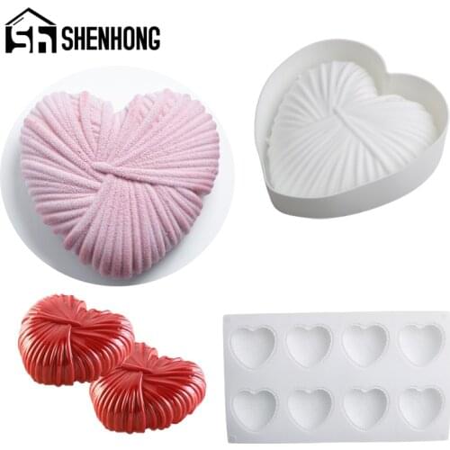 SHENHONG Silicone Cake Molds Chili Carrot Pastry Baking Tools Valentines Day Heart-Shape Mousse Moulds Dessert Decorating Tray