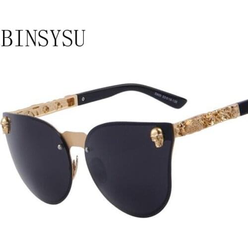 New Skeleton Fashion Women Gothic Sunglasses Men Skull Frame Metal Temple Sunglasses Oculos de sol UV400