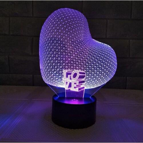 Eternal Love 3d led Desk Lamp Seven Color Touch Charging Atmosphere Lamp Gift Lovers Birthday Gift Table Lamp For Bedroom