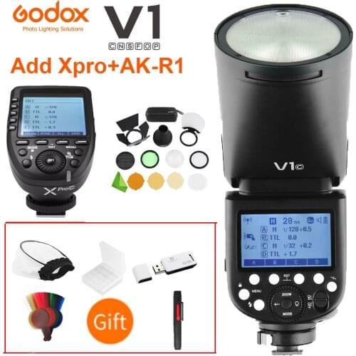 Godox V1 V1S/V1N/V1C/V1O/V1F TTL Li-ion Round Head Camera Speedlight Flash For Nikon/Sony/Canon/Fujifilm/Olympus + XPRO Trigger