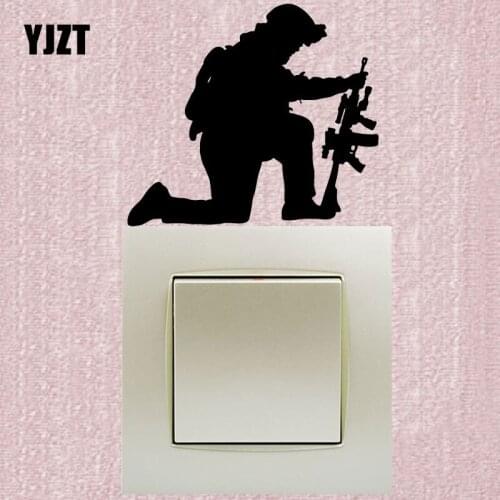 YJZT Army Soldier Kneeling Down With Gun Wall Sticker Home Decor Vinyl Switch Decal 8SS2354