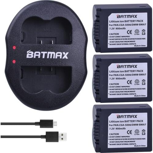 3Pcs CGA-S006 CGR CGA S006E S006A S006 DMW-BMA7 Batteries + USB Dual Charger for Panasonic DMC FZ7 FZ8 FZ18 FZ28 FZ50 FZ30 FZ35