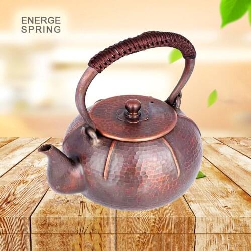 1.3L Persimmon Copper Pot Uncoated Red Copper Boiling Water Kettle For Electric Ceramic Stove Teapot High-End Gift Tea Set