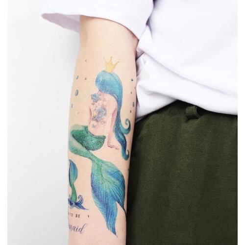 Meancere 1PC Girl Temporary Tattoo Sticker Beauty Mermaid Design Arm Body Art Waterproof Tattoo Sticker