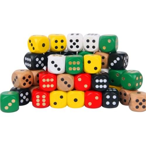 2cs Wood ,Gamble Party Dices Solid Wood Points, Round Sieve, Entertainment Game, Magic Trick Classical Joke Toy random Color