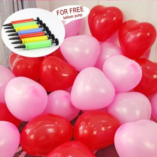 30pcs 10inch Heart shaped latex balloon Happy Birthday Party Wedding Christmas Decorations Balloon Free 17.5cm air pump