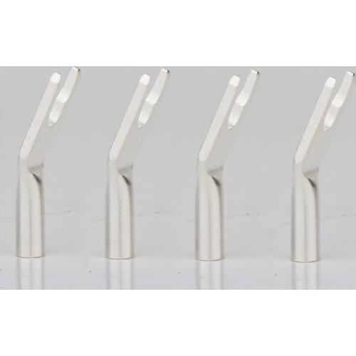4Pcs SY1511 Brass With Silver Plated Spade Adapter Spade For Speaker Cable
