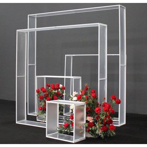 5pcs wedding wrought iron PVC square frame decoration stage ceiling background decoration wedding hanging pendant