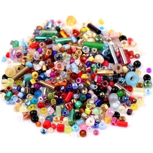 500pcs/lot Seedbeads Mixed Round Bugle Delica Glass Bead Mix Randomly Colors and Size DIY Beading Work Accessories 10g