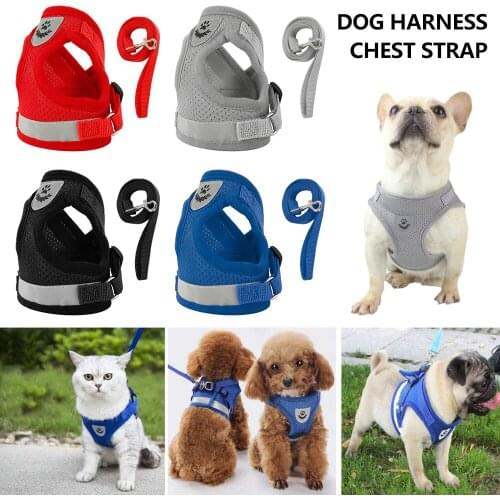 Safety Pet Dog Harness and Leash Set Small Medium Dogs Nylon Mesh Puppy Cat Harnesses Vest Reflective Walking Lead Leash Sets