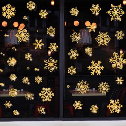 Glitter effect snowflake electrostatic Sticker Window Christmas Wall Stickers Kids room home decoration New Year wallpaper