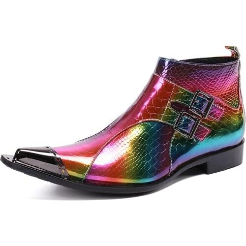 Fashion British Men Top Quality Patent leather Slip On Boots Breathable Mixed Colors Chelsea Boots Male Casual Zapatos De Hombre