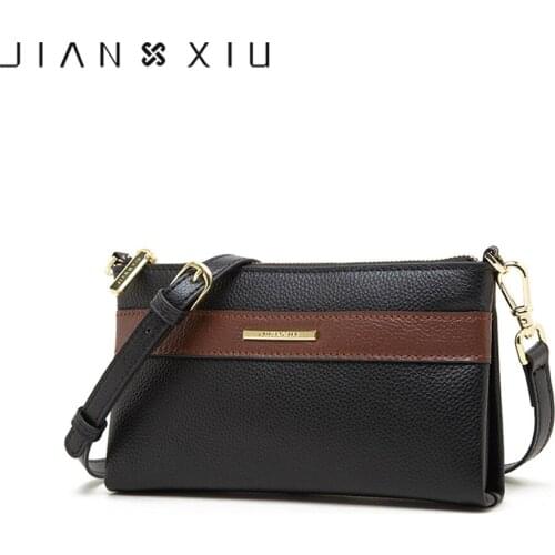 JIANXIU Brand Women Messenger Bags Soft Genuine Leather Shoulder Bag Lychee Texture Pattern Purse 2019 Small Ladies Clutch Tote