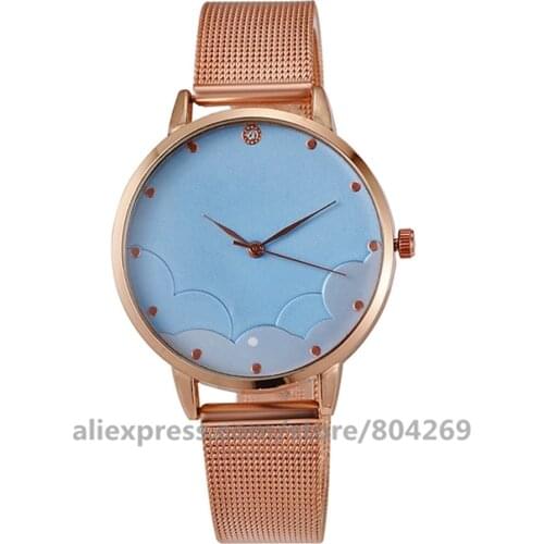 Women Casual Creative Shape Watches Round Analog Quartz Men Wrist Watch Mesh Men Women Watch