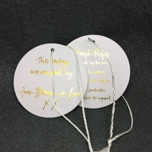 Danish famous round gold foil garment brand custom hang tags