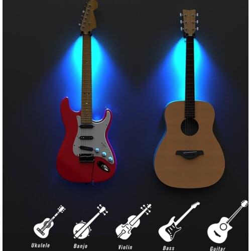 NAOMI Durable Guitar Hanger Wall Hook Stand Guitarra Bracket Holder LED Light For Acoustic Electric Guitar Bass Banjo Mandolin