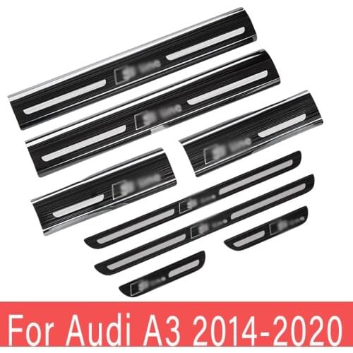 For Audi A3 2014-2020 Threshold Sticker Inside Door Sill Welcome Pedal External Refit Interior Decoration Strip AL