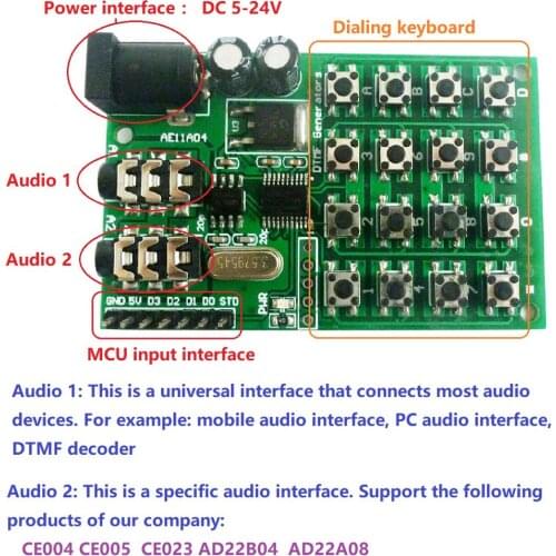 DTMF Generator Encoder Transmitter Module Dialing Keyboard MCU Control MT8870 DTMF Voice Decoder Module Telephone Phone Module
