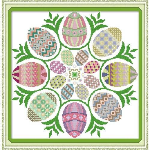 Joy Sunday Easter Eggs Cross Stitch Ornaments Kitchen DIY Cross Stitch Patterns Needlework Embroidery Cross Stitch for Beginners