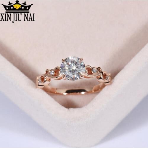 18K Rose Gold Rings For Women 4 Claws Luxury Zircon Engagement Band Lace hollow Rings Anniversary Gifts Charms Anel Jewelry