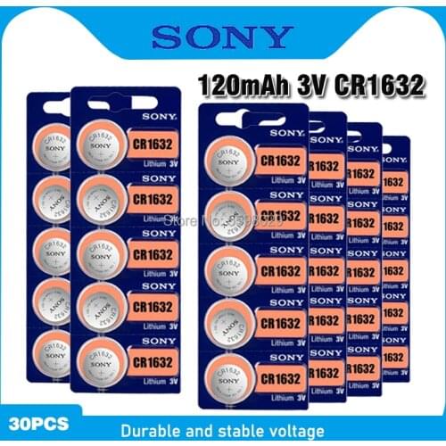 30pcs FOR SONY CR1632 Button Batteries LM1632 BR1632 ECR1632 Coin Lithium Battery 3V CR 1632 for Remote Control Electric Alarm