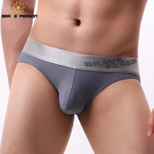 BRAVE PERSON Mens Sexy Underwear Nylon Solid Men Briefs Low Waist Underpants for Man B1175