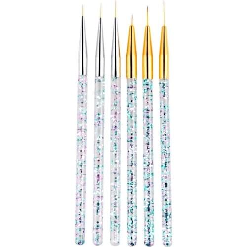 3Pcs Acrylic French Stripe Nail Art Liner Brush Set 3D Tips Manicure Ultra-thin Line Drawing Pen UV Gel Brushes Painting Tools
