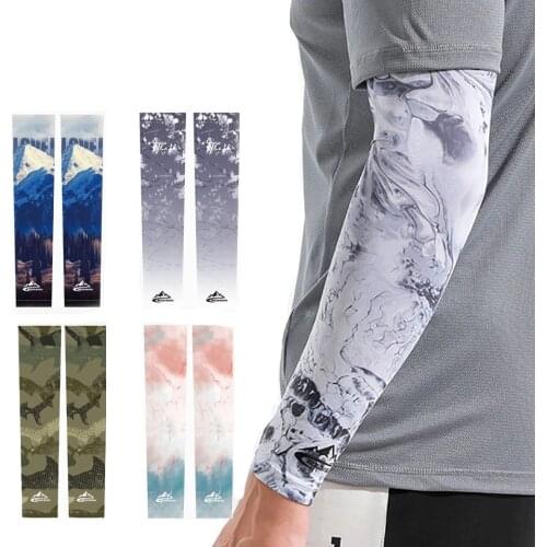 Printed Men Armguard Outdoor Biker Gloves Driving Sunscreen Fishing Long Sleeve Ice Silk Summer Women Arm Sleeves