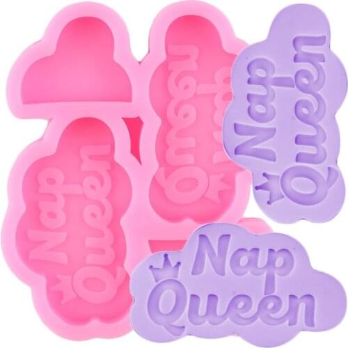Nap Queen Letter Crown Straw Topper Silicone Mold Clouds Keychain Epoxy Resin Mold Candy Chocolate Fondant Cake Decorating Tools
