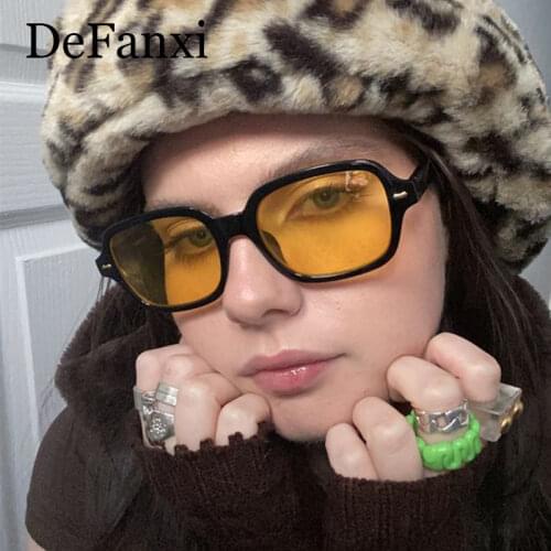 Retro New Rectangle Sunglasses Women Men Trendy Big Square Frame Vintage Sun Glasses Luxury Brand Celebrity Eyewear Shades UV400