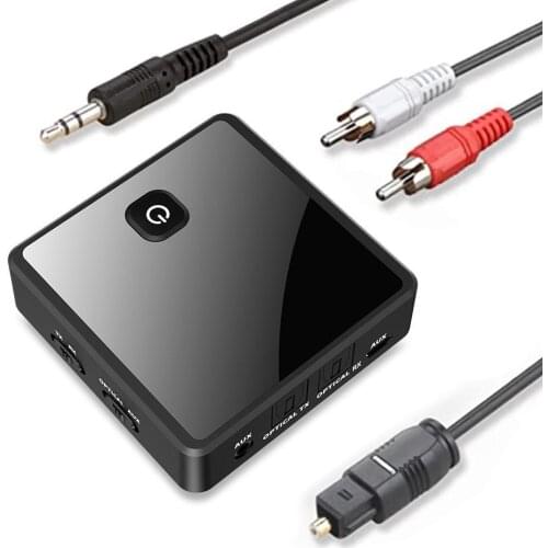 Original Genuine 5.0 Bluetooth Adapter Fiber Bluetooth Receiver Transmitter Two-in-one 3.5mm Tv Audio Transmitter