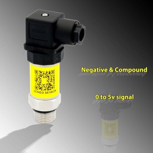 0 to 5 V signal, negative pressure sensor, compound transducer, -1 to 24 bar, -15 psi to 0, -1 15bar, AISI 316L diaphragm, IP65