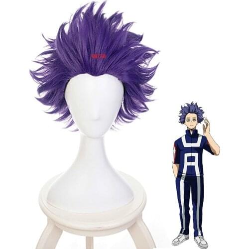 Boku No Hero Academia Shinsou Hitoshi Shinso Cosplay Wig Costume My Hero Academia Short Purple Wigs Synthetic Hair with Wig Cap