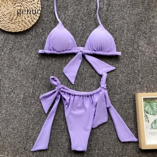 Sexy Hot Sale Brand Swimwear Brazilian SummerWomen Sexy Bow Knot Bandage Bikini Push-Up Pad Swimwear Swimsuit Beachwear Set