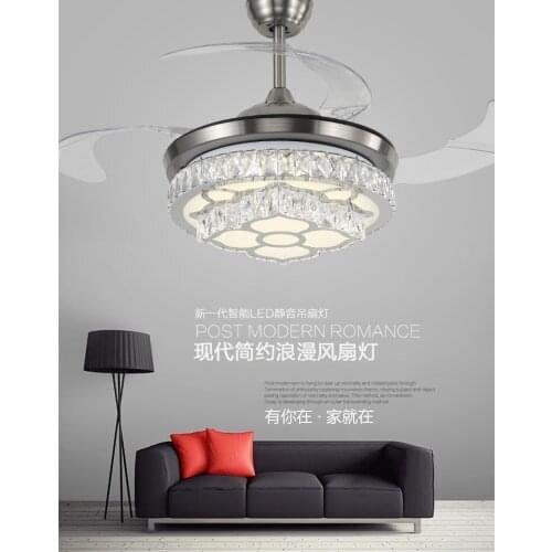 108cm 42inch The dimming control Stealth fan lamp ceiling lamp crystal restaurant dining room living room 110-240v