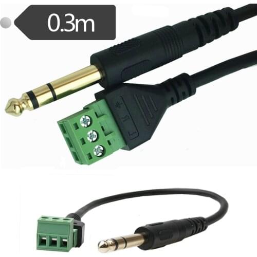 Gold Plated 6.35mm Stereo TRS Audio Jack Male to 3 Pin Screw Terminal Female Microphone Balun Solderless Converter Adapter Cable