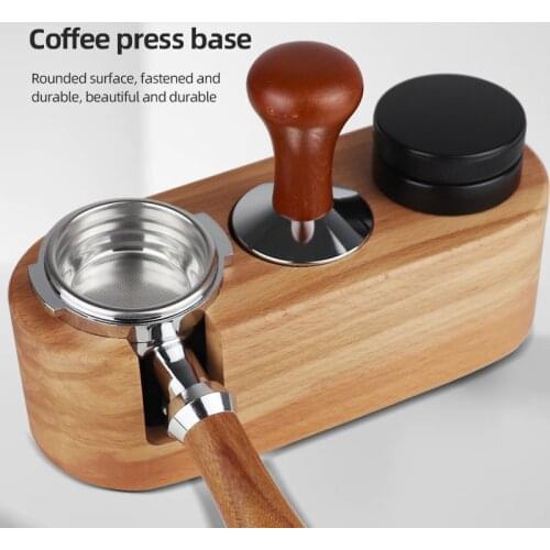 Coffee press holder Handle holder solid wood powder hammer cloth powderer 58 powder presser 51mm coffee machine handle base