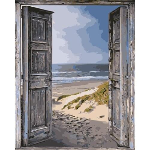 ROYALDREAM The Gate of the sea Abstract Painting Diy Digital Painting By Numbers Modern Wall Art Picture For Home Wall Artwork